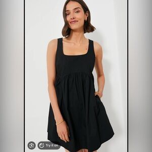 Pomander Place Black Porto Square Neckline Sleeveless Mini Dress - Size L